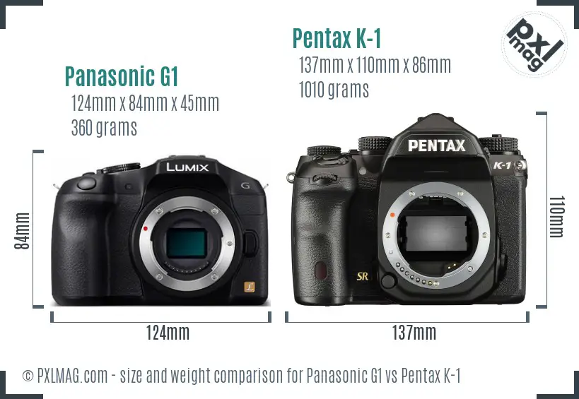 Panasonic G1 vs Pentax K-1 size comparison