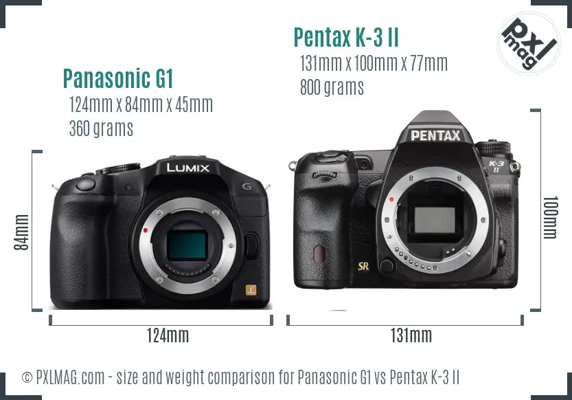 Panasonic G1 vs Pentax K-3 II size comparison