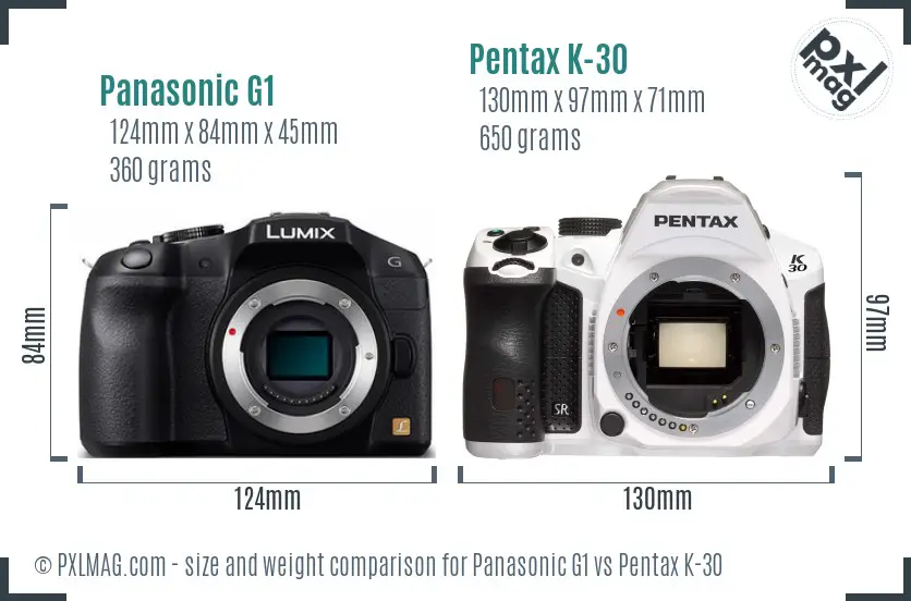 Panasonic G1 vs Pentax K-30 size comparison
