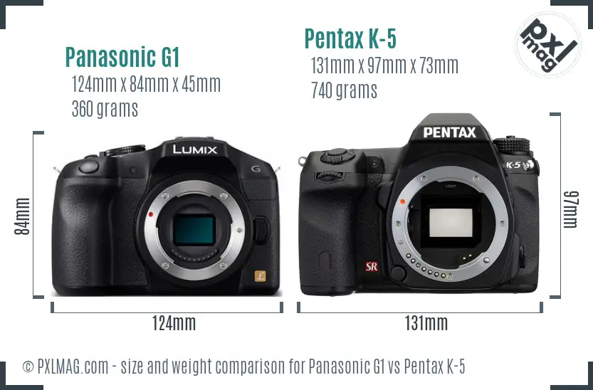 Panasonic G1 vs Pentax K-5 size comparison