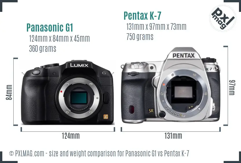 Panasonic G1 vs Pentax K-7 size comparison