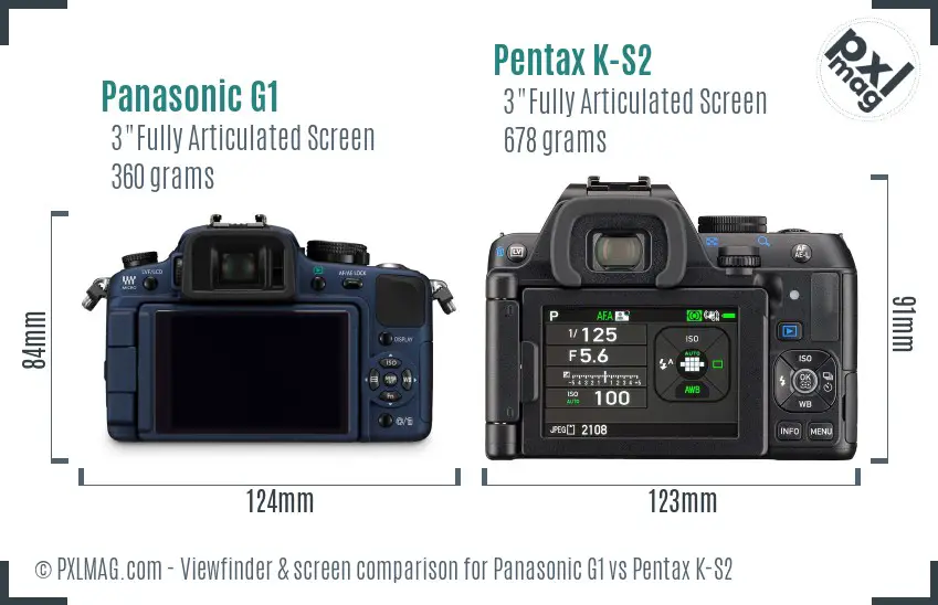 Panasonic G1 vs Pentax K-S2 Screen and Viewfinder comparison