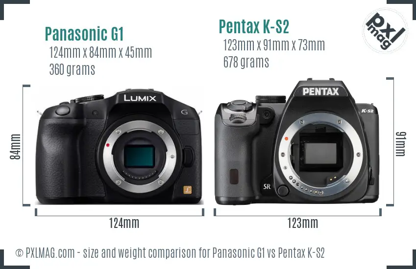 Panasonic G1 vs Pentax K-S2 size comparison