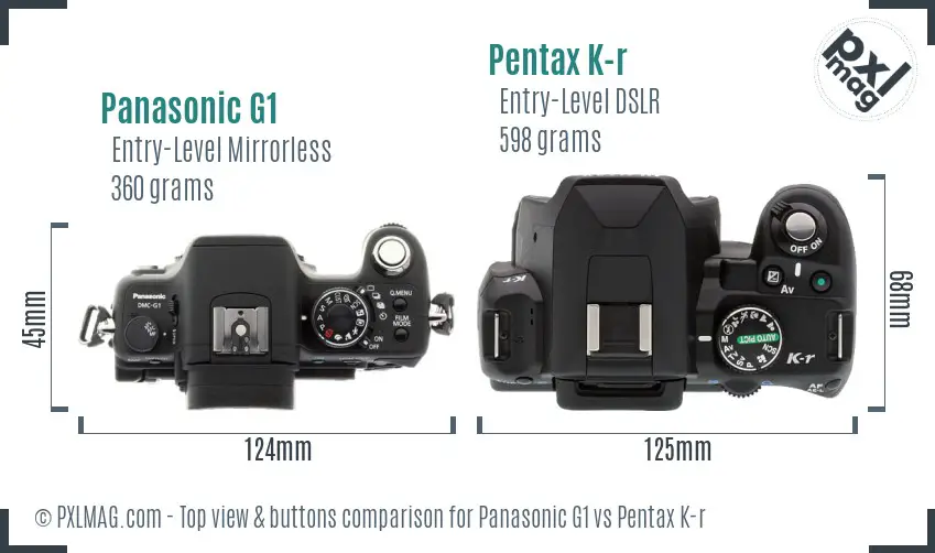 Panasonic G1 vs Pentax K-r top view buttons comparison