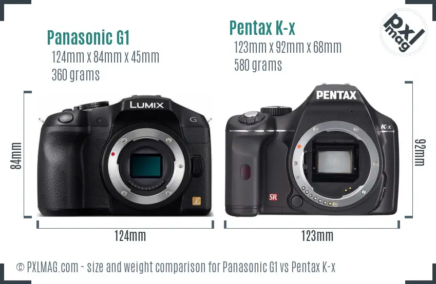 Panasonic G1 vs Pentax K-x size comparison