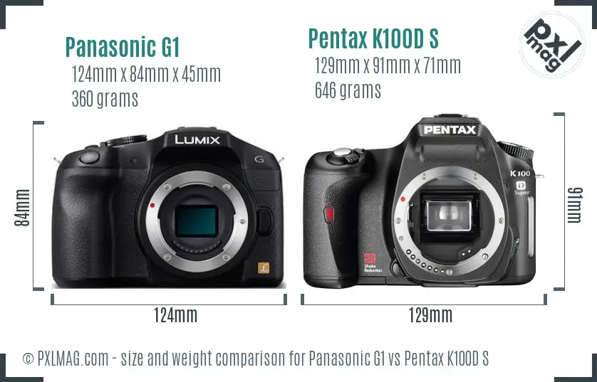 Panasonic G1 vs Pentax K100D S size comparison