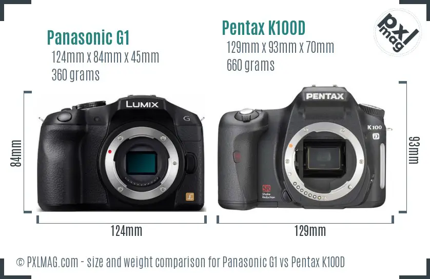 Panasonic G1 vs Pentax K100D size comparison