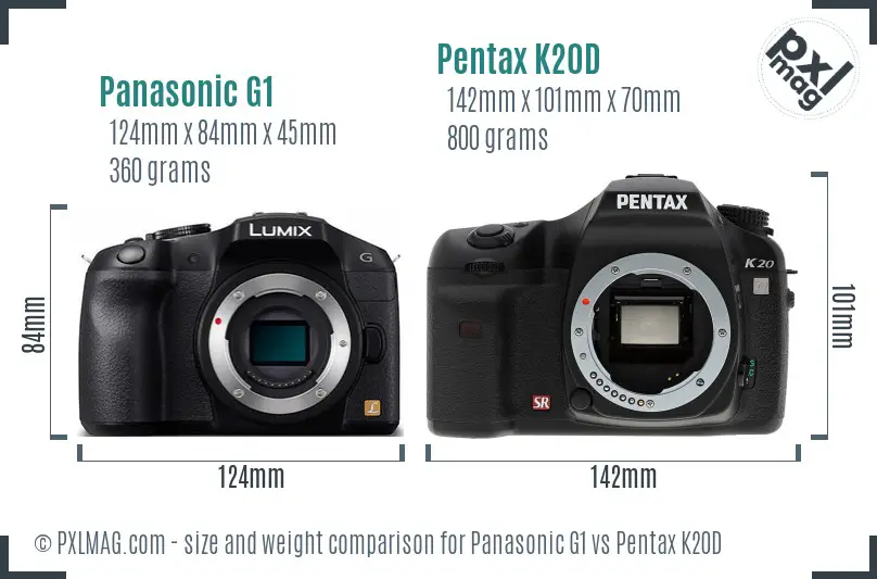 Panasonic G1 vs Pentax K20D size comparison
