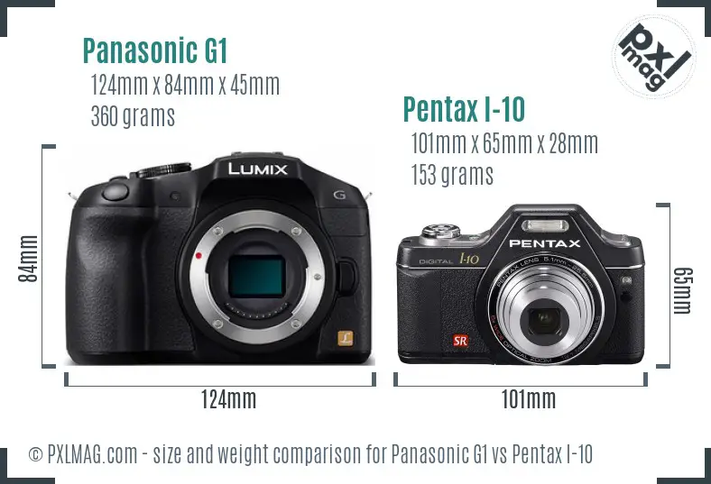 Panasonic G1 vs Pentax I-10 size comparison