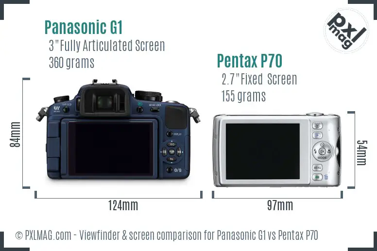 Panasonic G1 vs Pentax P70 Screen and Viewfinder comparison