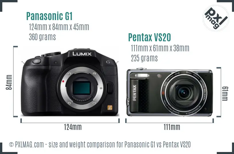 Panasonic G1 vs Pentax VS20 size comparison