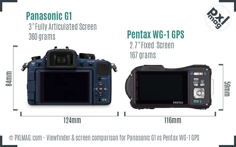 Panasonic G1 vs Pentax WG-1 GPS Screen and Viewfinder comparison
