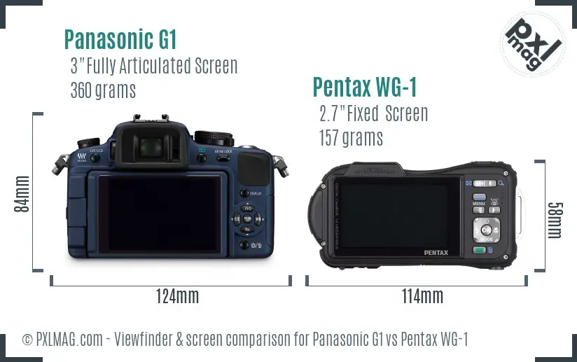 Panasonic G1 vs Pentax WG-1 Screen and Viewfinder comparison