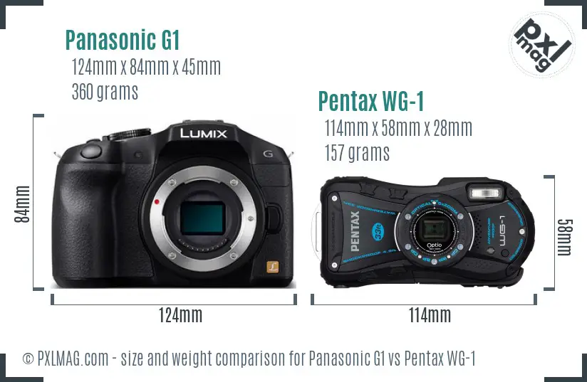 Panasonic G1 vs Pentax WG-1 size comparison