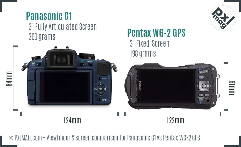 Panasonic G1 vs Pentax WG-2 GPS Screen and Viewfinder comparison