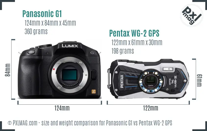 Panasonic G1 vs Pentax WG-2 GPS size comparison