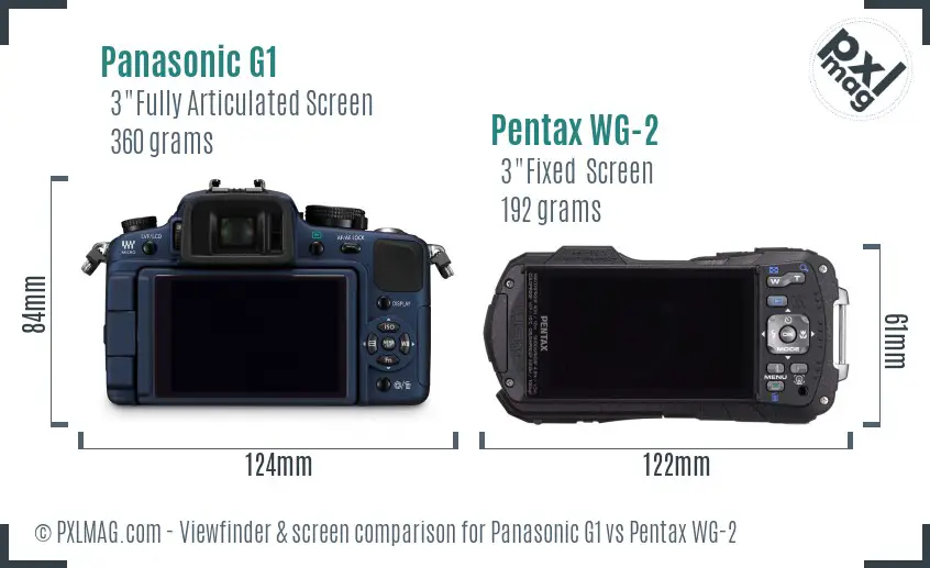 Panasonic G1 vs Pentax WG-2 Screen and Viewfinder comparison