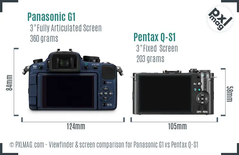 Panasonic G1 vs Pentax Q-S1 Screen and Viewfinder comparison