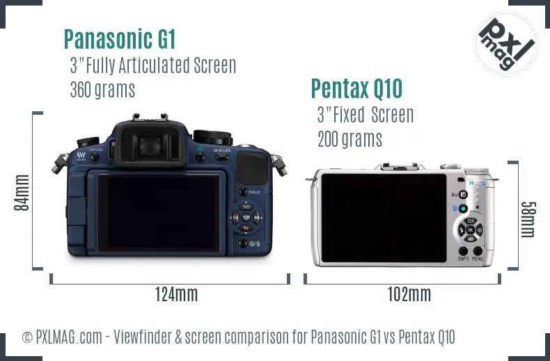 Panasonic G1 vs Pentax Q10 Screen and Viewfinder comparison