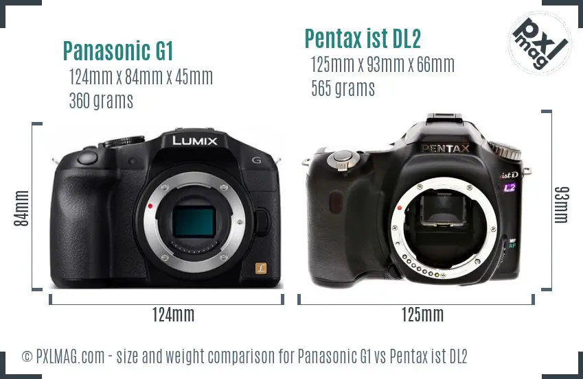 Panasonic G1 vs Pentax ist DL2 size comparison