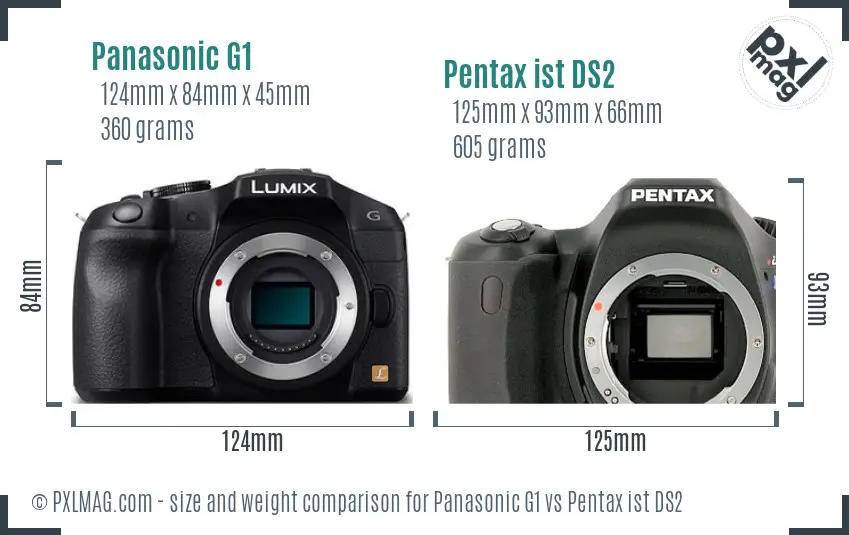 Panasonic G1 vs Pentax ist DS2 size comparison