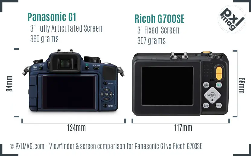 Panasonic G1 vs Ricoh G700SE Screen and Viewfinder comparison
