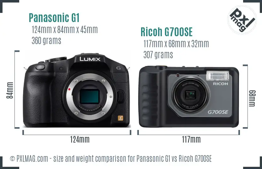 Panasonic G1 vs Ricoh G700SE size comparison
