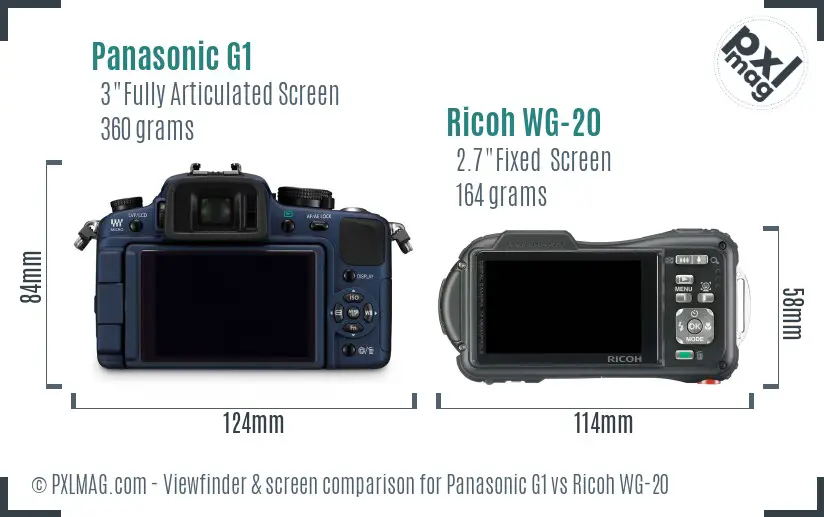 Panasonic G1 vs Ricoh WG-20 Screen and Viewfinder comparison