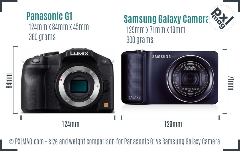 Panasonic G1 vs Samsung Galaxy Camera size comparison