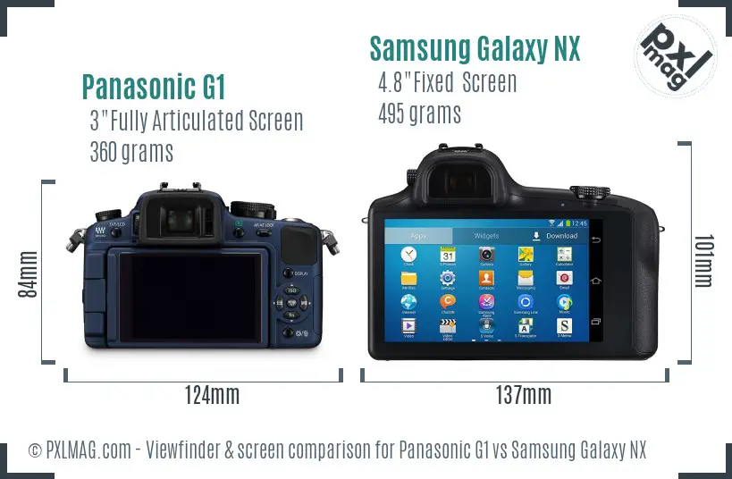 Panasonic G1 vs Samsung Galaxy NX Screen and Viewfinder comparison