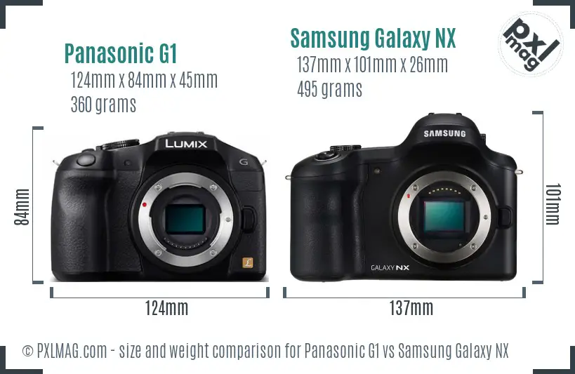 Panasonic G1 vs Samsung Galaxy NX size comparison