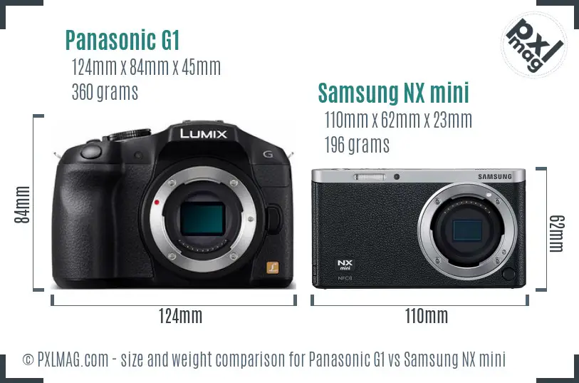 Panasonic G1 vs Samsung NX mini size comparison