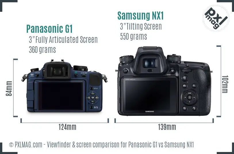Panasonic G1 vs Samsung NX1 Screen and Viewfinder comparison