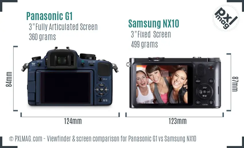 Panasonic G1 vs Samsung NX10 Screen and Viewfinder comparison
