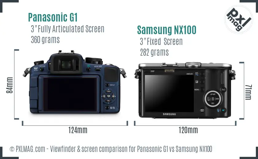 Panasonic G1 vs Samsung NX100 Screen and Viewfinder comparison