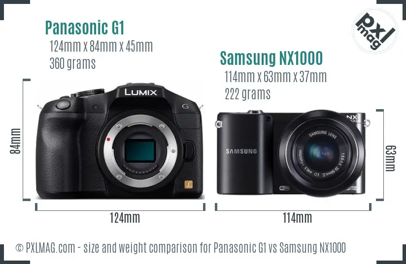 Panasonic G1 vs Samsung NX1000 size comparison