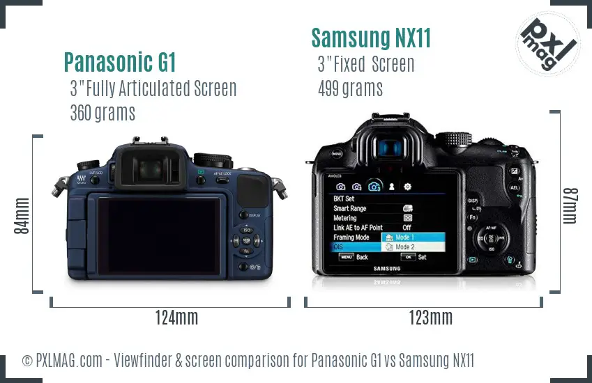 Panasonic G1 vs Samsung NX11 Screen and Viewfinder comparison Panasonic G1 vs Samsung NX11 Screen and Viewfinder comparison