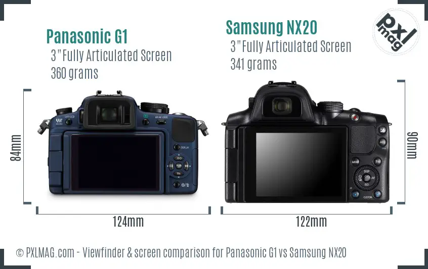 Panasonic G1 vs Samsung NX20 Screen and Viewfinder comparison