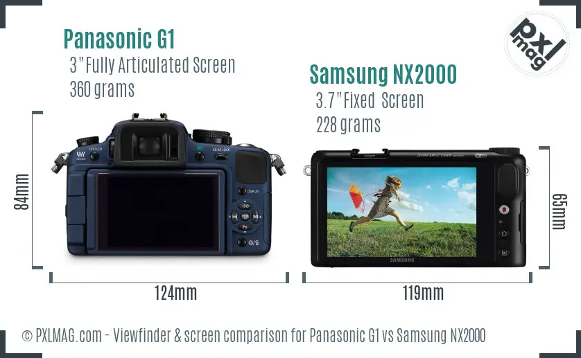 Panasonic G1 vs Samsung NX2000 Screen and Viewfinder comparison Panasonic G1 vs Samsung NX2000 Screen and Viewfinder comparison