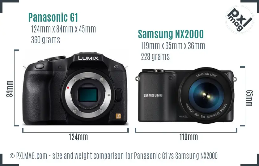 Panasonic G1 vs Samsung NX2000 size comparison Panasonic G1 vs Samsung NX2000 size comparison