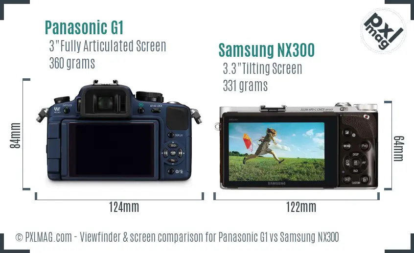 Panasonic G1 vs Samsung NX300 Screen and Viewfinder comparison