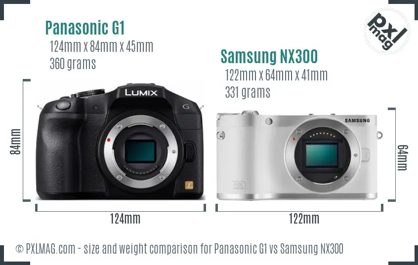 Panasonic G1 vs Samsung NX300 size comparison