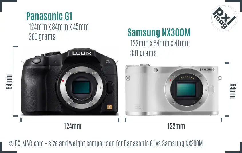 Panasonic G1 vs Samsung NX300M size comparison Panasonic G1 vs Samsung NX300M size comparison