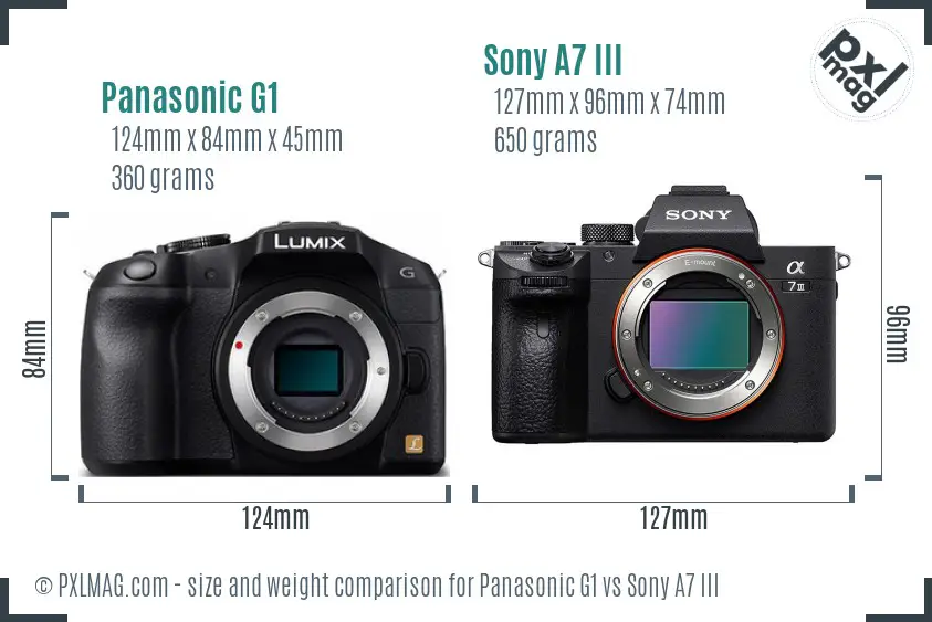 Panasonic G1 vs Sony A7 III size comparison