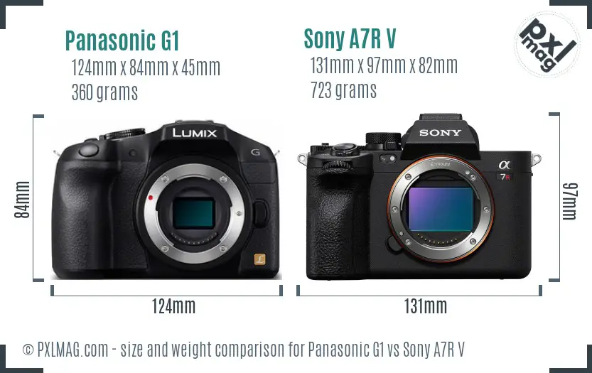 Panasonic G1 vs Sony A7R V size comparison