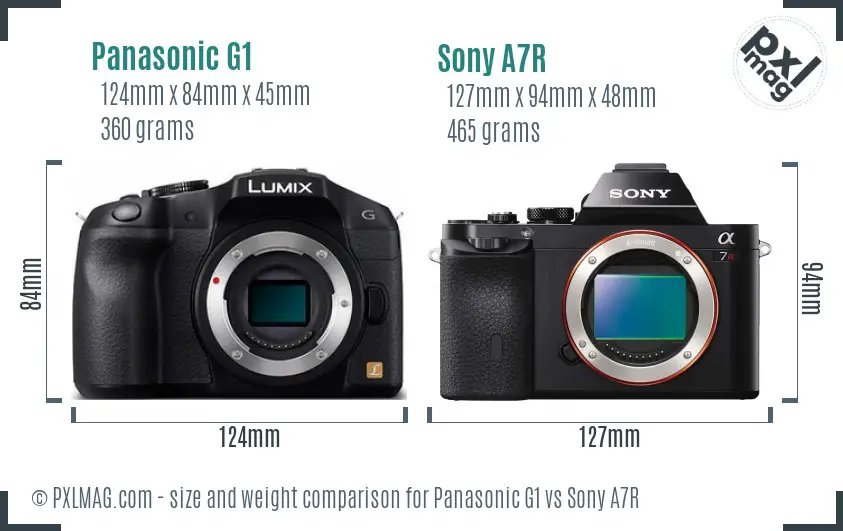 Panasonic G1 vs Sony A7R size comparison