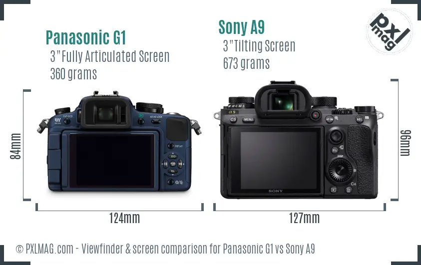 Panasonic G1 vs Sony A9 Screen and Viewfinder comparison