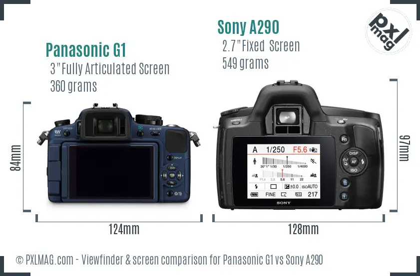 Panasonic G1 vs Sony A290 Screen and Viewfinder comparison
