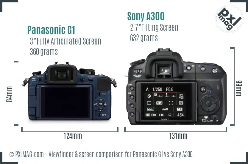 Panasonic G1 vs Sony A300 Screen and Viewfinder comparison