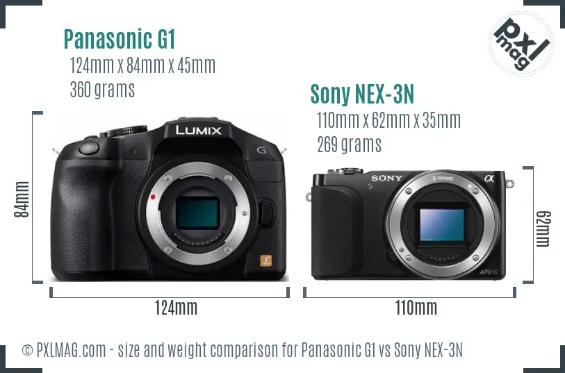 Panasonic G1 vs Sony NEX-3N size comparison